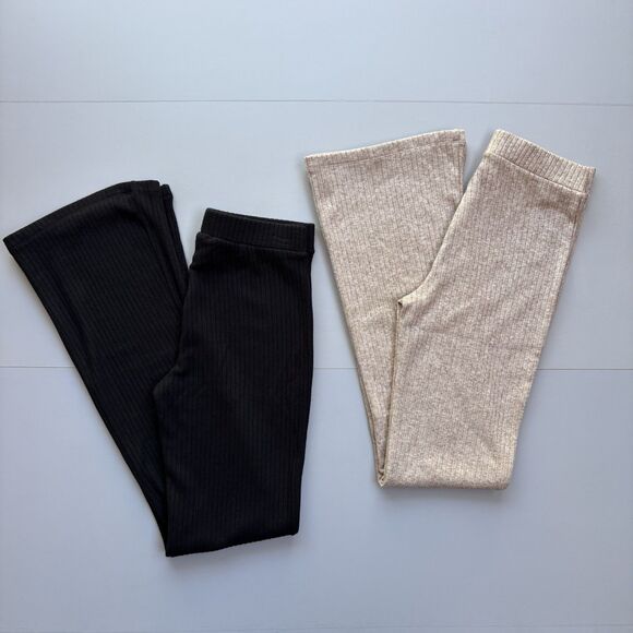 Vince Size XS Lot Of 2 Ribbed Stretch Flared Pull On Pant High Rise Soft Lounge - Picture 2 of 15